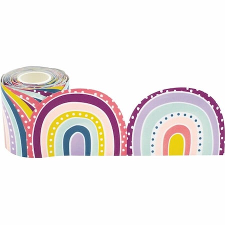 Teacher Created Resources Oh Happy Day Rainbows Die-Cut Rolled Border Trim, 50 Feet/Roll, PK3 TCR8928