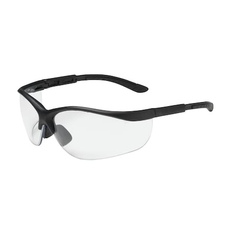 Bouton Optical Semi-Rimless Safety Glasses with Black Frame, Clear Lens and Anti-Scratch Coating 250-21-0400