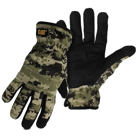 Cat Utility Gloves, Men's, L, Open Cuff, Spandex, Camouflage CAT012270L