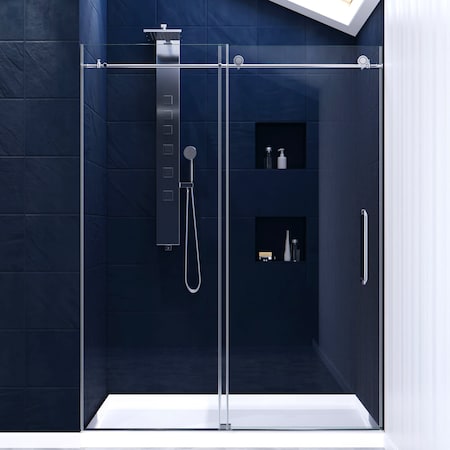 Anzzi Madam Series 76 in. x 50-54 in. Frameless Sliding Shower Door in Polished Chrome, 3/8 in Clear Glass SD-AZ13-03CH
