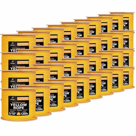 Xpose Safety 5/16in x 1200 ft Twisted Polypropylene Rope, Yellow, 36PK YPR516-1200-36-X