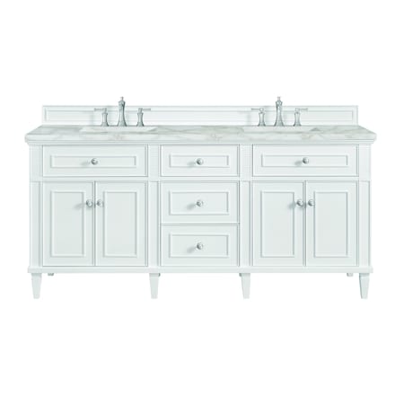James Martin Vanities Lorelai 72'' D Vanity, Bright White w/ Victorian Sil Silestone Top w/FreePower Wireless Charger 424-V72-BW-FVSL