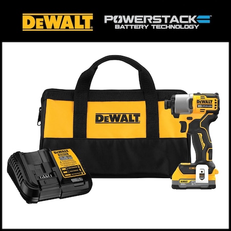 Dewalt BRUSHLESS CORDLESS IMPACT DRIVER KIT, .25, 3200 IPM, 1700 IN-LB TORQUE, 20 V DCF840E1
