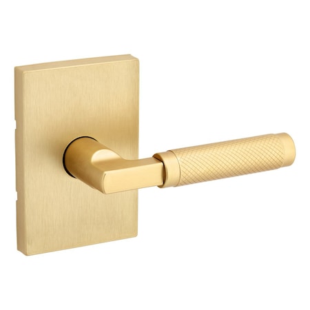 Kwikset Prava Lever with Rectangular Rose Passage Door Lock with 6AL Latch and RCS Strike Satin Brass 720PVLRCT-4