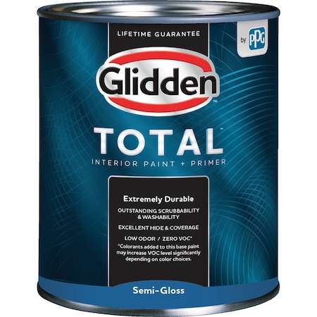 Glidden Total Interior Paint + Primer Semi-Gloss Ultra Deep Base Quart GLTIN30DB/04
