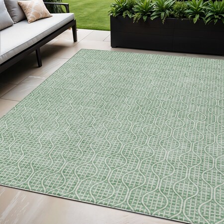Homeroots 5' X 8' Sage And Gray Geometric Washable Indoor Outdoor Area Rug 595674