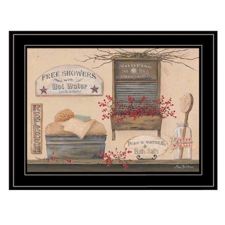 Homeroots Free Showers 3 Black Framed Print Bathroom Wall Art 406793