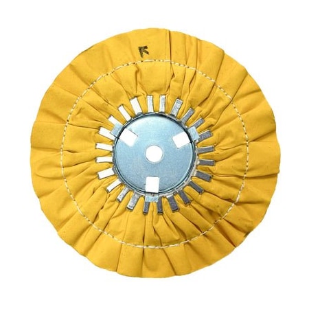 Renegade Products Usa 9" Stitched Airway Buffing Wheels, Yellow, Single Stitch, Removable Center Plate FAW9X3X5/8N2-16PYT-SO