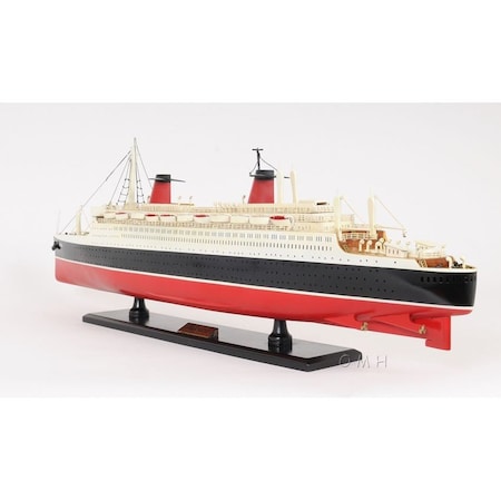 Homeroots 11" Black and Red SS France Boat Hand Painted Decorative Boat 401883