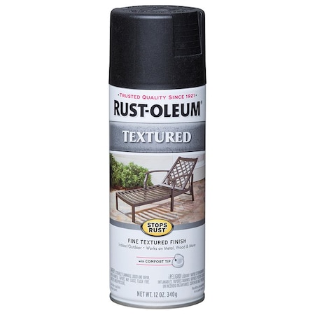Stops Rust 12 Oz Rust-Oleum Black Textured Spray Paint 7220830