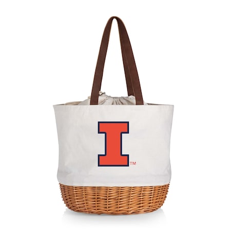 Picnic Time Family Of Brands NCAA Illinois Fighting Illini Coronado Canvas and Willow Basket Tote - Picnic Bag 203-00-187-214-0