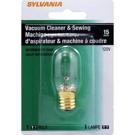 Sylvania Incandescent Lamp, 15 W, T7 Lamp, Intermediate E17 Lamp Base, 115 Lumens, 2850 K Color Temp 18174