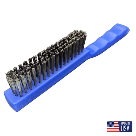 Gornell Brush Large Scratch Brush - Blue Plastic Handle, Stainless Steel P0164-SS