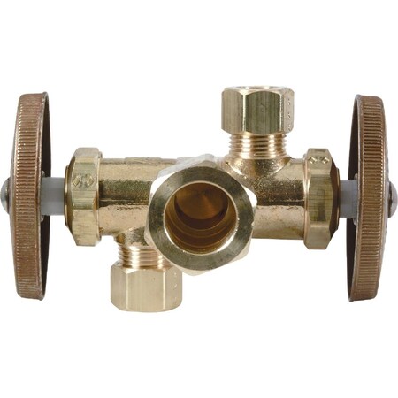 Brasscraft 5/8'' C X 3/8'' OD X 3/8'' OD Rough Brass Dual Outlet Valve CR1901DVX R