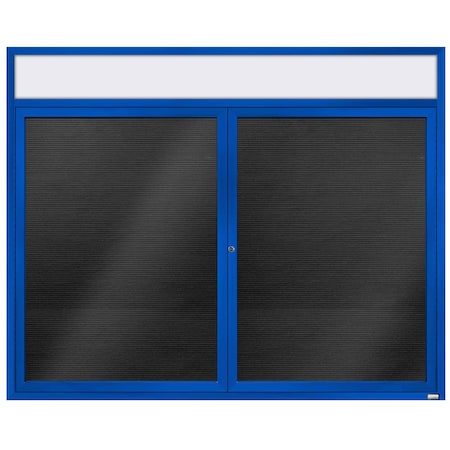 Aarco Enclosed Letter Board Directory w/ Powder Coated Blue Aluminum Frame and Header, 48''Hx60''W, 2 Doors ADC4860HB