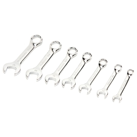 Performance Tool 7 pc. Stubby Wrench Set, Metric, Nickel Plated, Tight Access W30607
