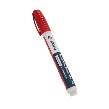 Zoro Industrial Paint Marker, Medium Tip, Red ZIM-003RD