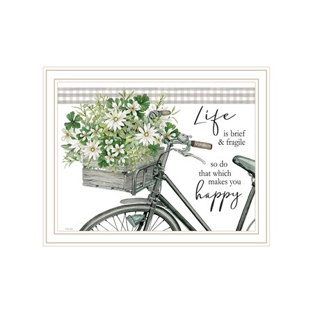 Homeroots DO THAT WHICH MAKES YOU HAPPY White Framed Print Wall Art 529741