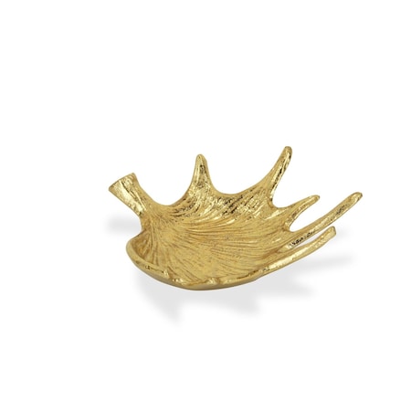 Homeroots 10in Gold Antler Cast Iron Vanity Tray 483163