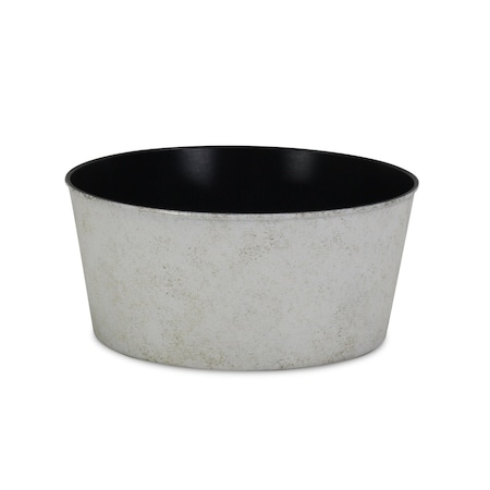 Homeroots 12in Cream Recycled Plastic Indoor Outdoor Round Pot Planter 488303