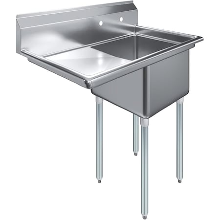 Amgood 39 in. x 23.5 in. Stainless Steel One Compartment Sink with 18 in. x 18 in. Bowl and 18 in. Left Drainboard SINK S1C-181812-18L-NF-Z