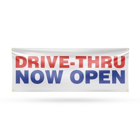 Signmission Drive Thru Now Open, 18 Inch x 48 Inch, Vinyl Banner B-30549