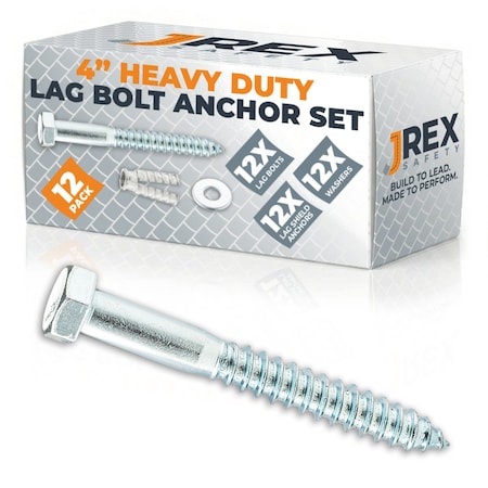 Jrex Safety 4 in Anchor Set (Anchor Lag Shield and Washer) for Speed Bump/Wheel Stop on Concrete, 12PK CAS4-JR-12