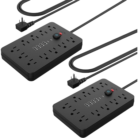 Jouleloom Power Strip Surge Protector w/ 11 Outlets, 4 USB and 2 USB C Ports, 5 Ft Extension Cord, 2PK SOPOWERSTRIP17BLKX2
