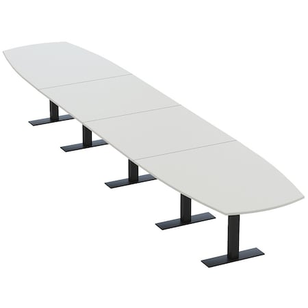 Skutchi Designs Arc Boat Conference Table With Power, 48 in W, 240 in L HAR-ABOT-48X240-T.BK-U779-NA