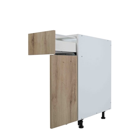 Cambridge Radiance 15 in. W x 24 in. D x 34.50 in. H Ready to Assemble Slab Base Kitchen Cabinet in Light Oak SA-B15-LO-KIT