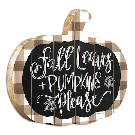 Homeroots 15" X 17" Brown And White Fall Leaves and Pumpkins Please Hanging Dimensional Sculpture 416057