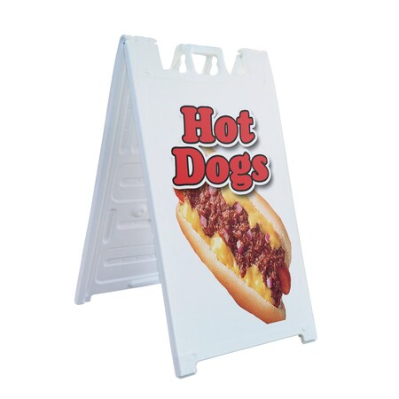 Signmission Hot Dogs, A-Frame & 2 Decals Installed, Heavy-Duty Plastic Frame SBHD-D-2436-Hot Dogs