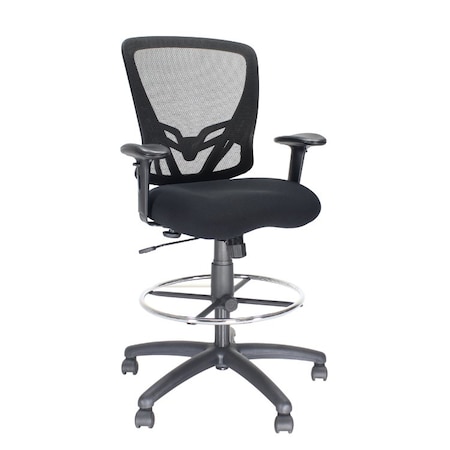 We'Re It Zapp-2 Black Mesh Back Drafting Stool with Footring and Black Fabric Seat OFD500ST-BLK