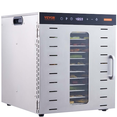 Vevor 10 Trays Food Dehydrator Machine Stainless Steel 1000W Jerky Fruit Drying SS-10X