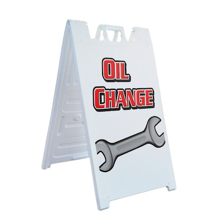 Signmission Oil Change, A-Frame & 2 Decals Installed, Heavy-Duty Plastic Frame SBHD-D-2436-Oil Change