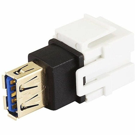 Monoprice Keystone Jack - USB 3.0 A Female to A Female Coupler Adapter, Flush Type (White) 7836