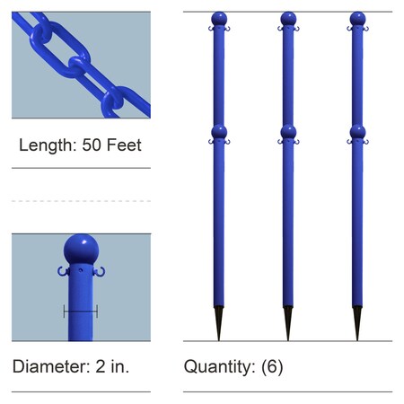 Mr. Chain Blue Light Duty Ground Poles and Chain Kit 70306-6
