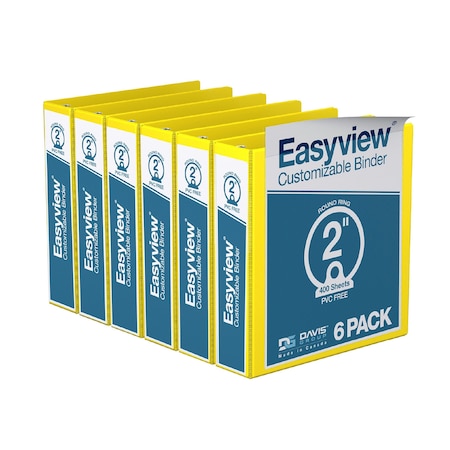 Davis Group Easyview Premium, Round Ring, Customizable, View Binder, (Yellow, 2"), PK6 8413-05-06