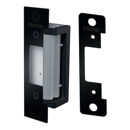 Trine Electric Strike for Cylindrical Locks and Deadlatches with 4 Faceplates of CC and CCRD Black Finish 4300CCBLK