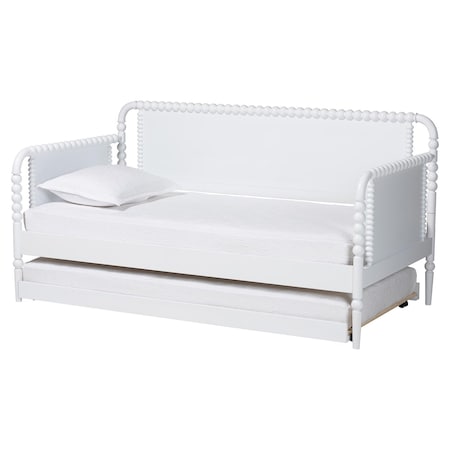Baxton Studio Lucera Bobbin Daybed with Trundle, Twin, White 263-14373-14375-ZORO