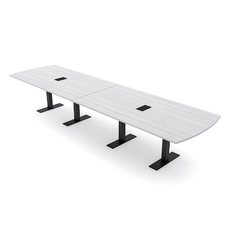 Skutchi Designs 14ft Conference Table W/ Power Unit | 14 Person Modular Arc Rectangle Meeting Table | Harmony Series HAR-AREC-48X168-T.BK-WA7976-EBLK