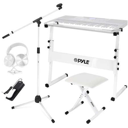 Pyle Heavy-Duty Electric Keyboard Accessories, E Piano Equipment Pack Includes Height Adjustable Z Shape PKST20SW
