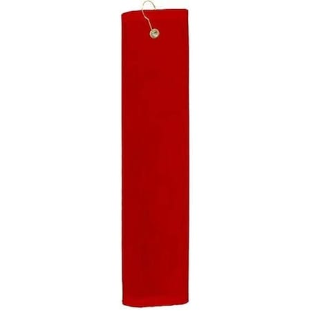 Towelsoft Premium 16 inch x 26 inch Velour Golf Towel with Tri-fold Hook & Grommet Placement-Red Golf-GV1201TR-RD