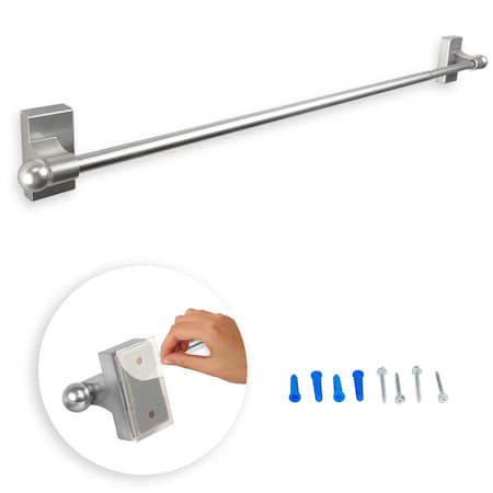 Central Design 0.4375 in. Self-Adhesive or Wall Mounted Rod for 17 to 30 in. Windows, Satin Nickel Adh-15