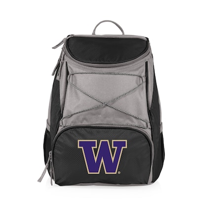 Picnic Time Family Of Brands NCAA Washington Huskies PTX Backpack CoolerBlack with Gray Accents 633-00-175-624-0