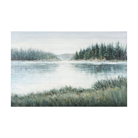 Homeroots Mere Pond Lake Hand Painted Distressed Unframed Wall Art 608849