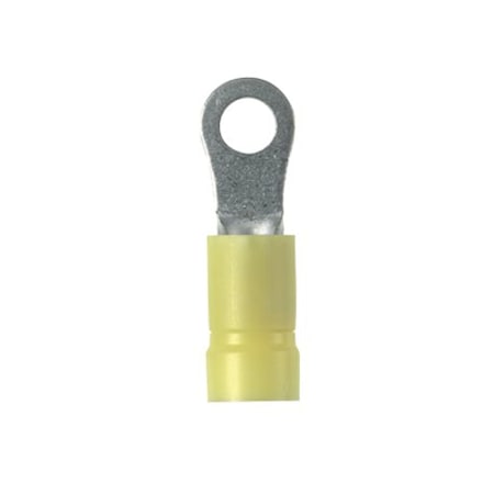 Panduit Ring Terminal, #8 Stud Size, 10 AWG, 600 V, Vinyl Insulated, Yellow, 25 PK EV10-8RB-Q