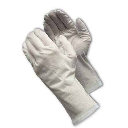 Cleanteam Medium Weight Cotton Lisle Inspection Glove with Rolled Hem Cuff, 12", 12PK 97-520/12R