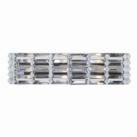 Jonathan Y Evelyn Crystal Rectangle 24.25" 3-Light Iron/Crystal Glam Modern LED Vanity Light, Chrome JYL7540A