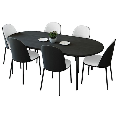 Leisuremod 70.9 in W, 29.5 in L, Manufactured Wood/Steel/PU Leather, Black/White TT70-CBL18-W